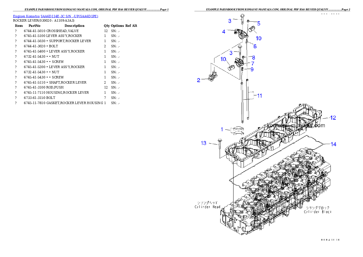 Komatsu saa6d114e-3c parts books engines download Komatsu saa6d114e-3c parts books engines download