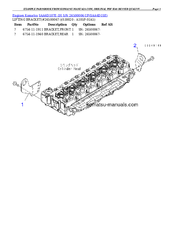 Komatsu saa6d107e-1h parts books engines download Komatsu saa6d107e-1h parts books engines download