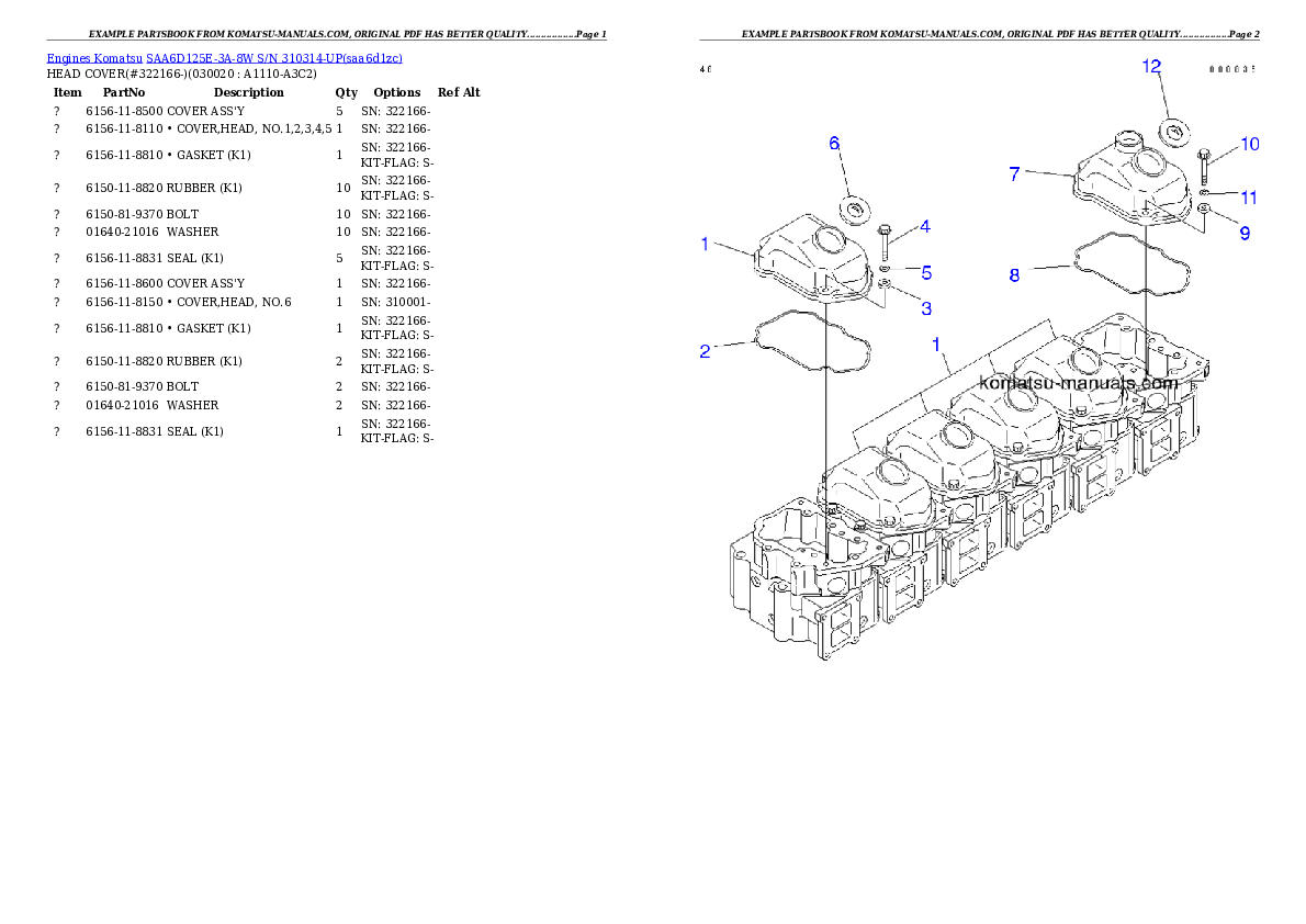 Komatsu saa6d125e-3a-8w parts books engines download Komatsu saa6d125e-3a-8w parts books engines download