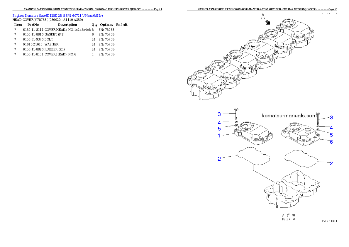 Komatsu saa6d125e-2b-8 parts books engines download Komatsu saa6d125e-2b-8 parts books engines download