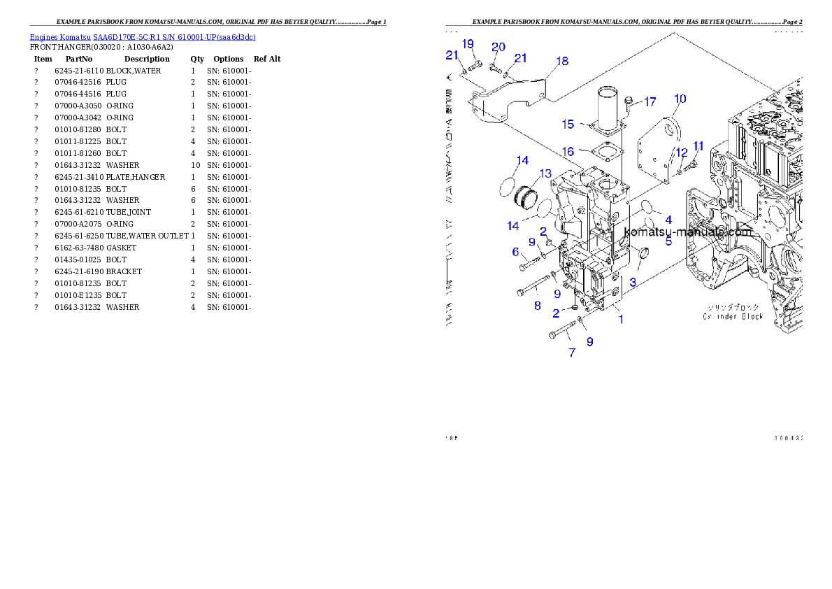 Komatsu saa6d170e-5c-r1 parts books engines download Komatsu saa6d170e-5c-r1 parts books engines download