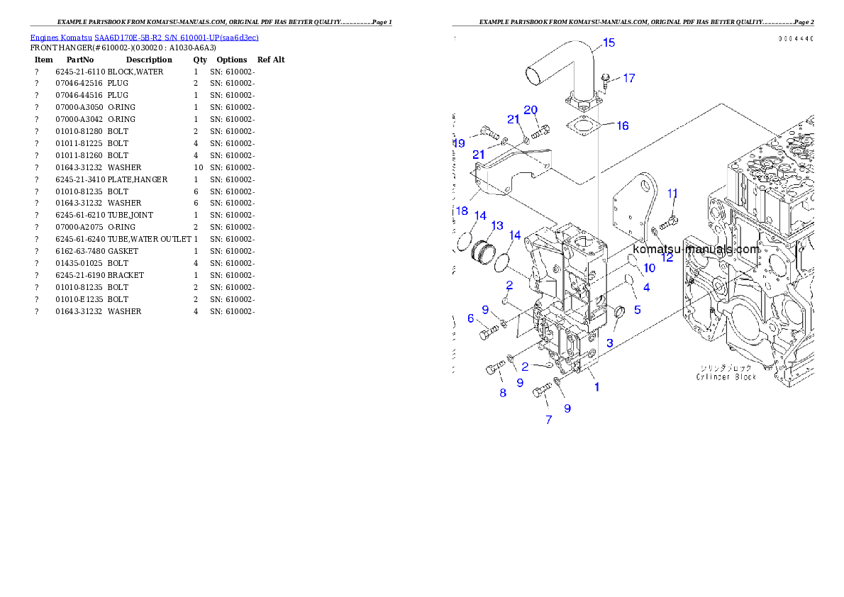 Komatsu saa6d170e-5b-r2 parts books engines download Komatsu saa6d170e-5b-r2 parts books engines download