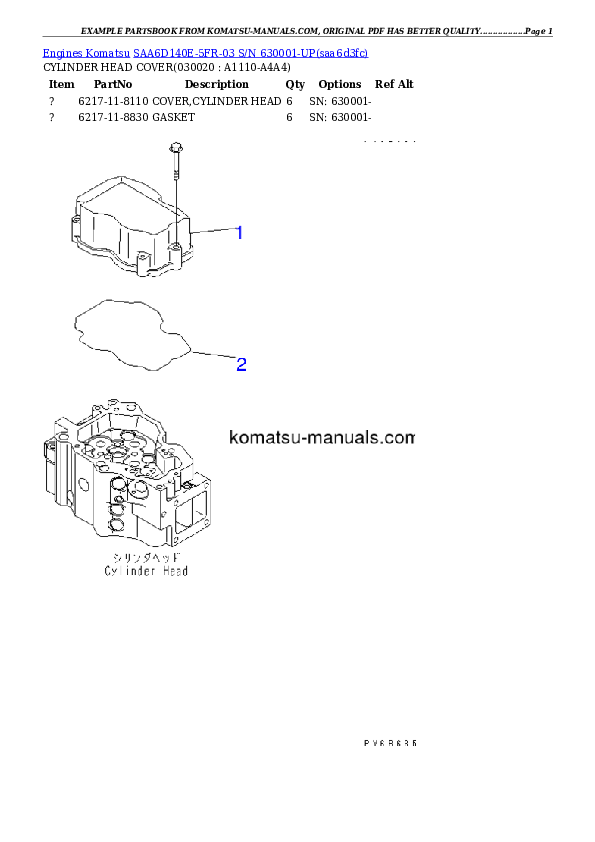 Komatsu saa6d140e-5fr-03 parts books engines download Komatsu saa6d140e-5fr-03 parts books engines download