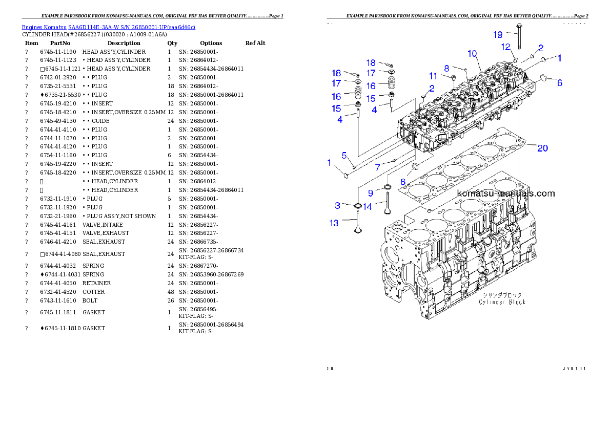 Komatsu saa6d114e-3aa-w parts books engines download Komatsu saa6d114e-3aa-w parts books engines download