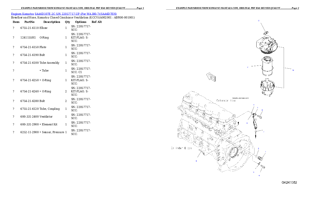 Komatsu saa6d107e-2c parts books engines download Komatsu saa6d107e-2c parts books engines download