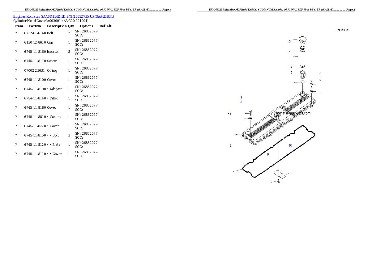 Komatsu saa6d114e-3d parts books engines download Komatsu saa6d114e-3d parts books engines download