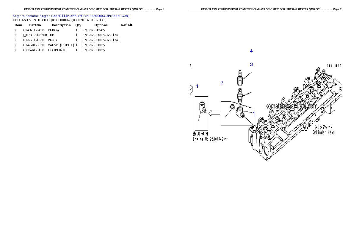 Komatsu engine saa6d114e-2bb-vh parts books engines download Komatsu engine saa6d114e-2bb-vh parts books engines download