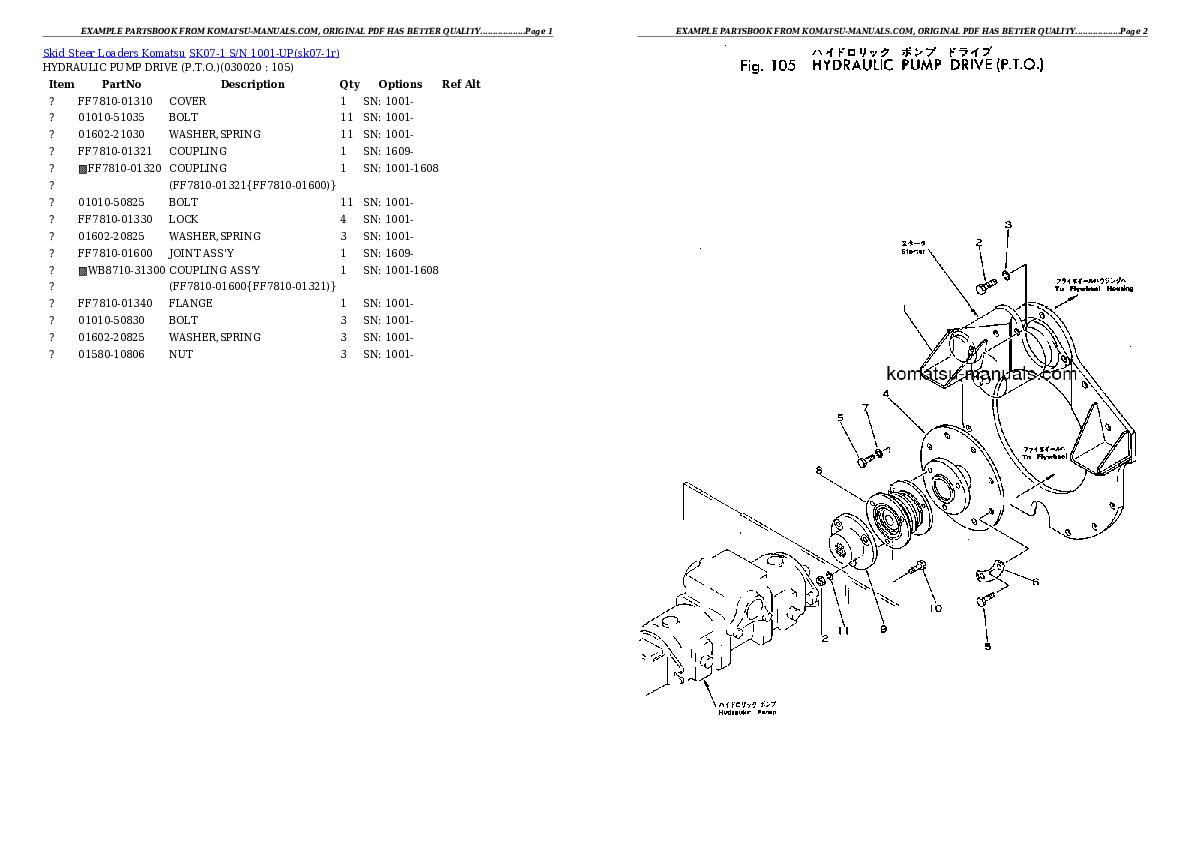 Komatsu sk07-1 parts books skid steer loaders download Komatsu sk07-1 parts books skid steer loaders download