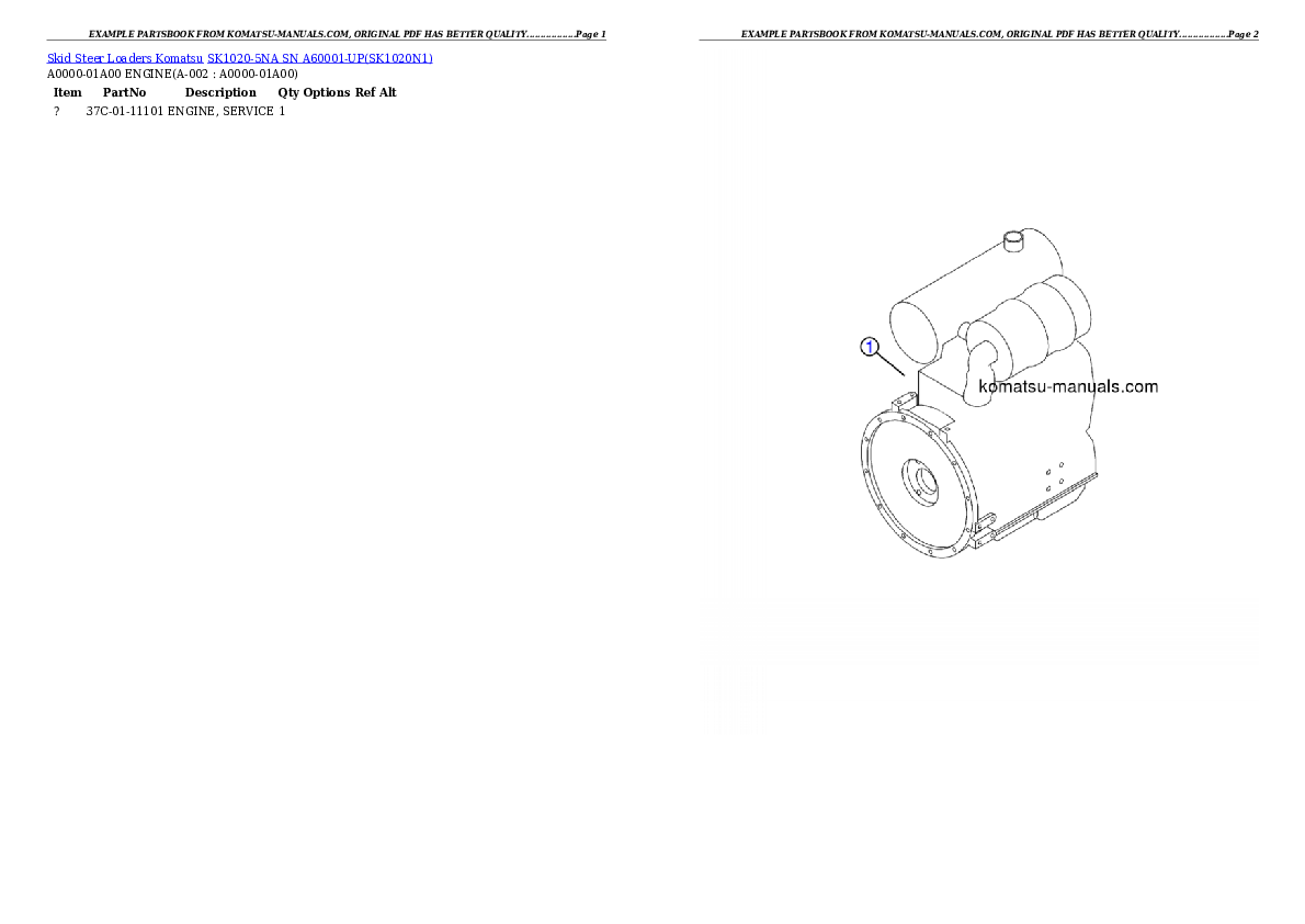 Komatsu sk1020-5na sn a60001-up partsbook (english) parts books skid steer loaders download Komatsu sk1020-5na sn a60001-up partsbook (english) parts books skid steer loaders download