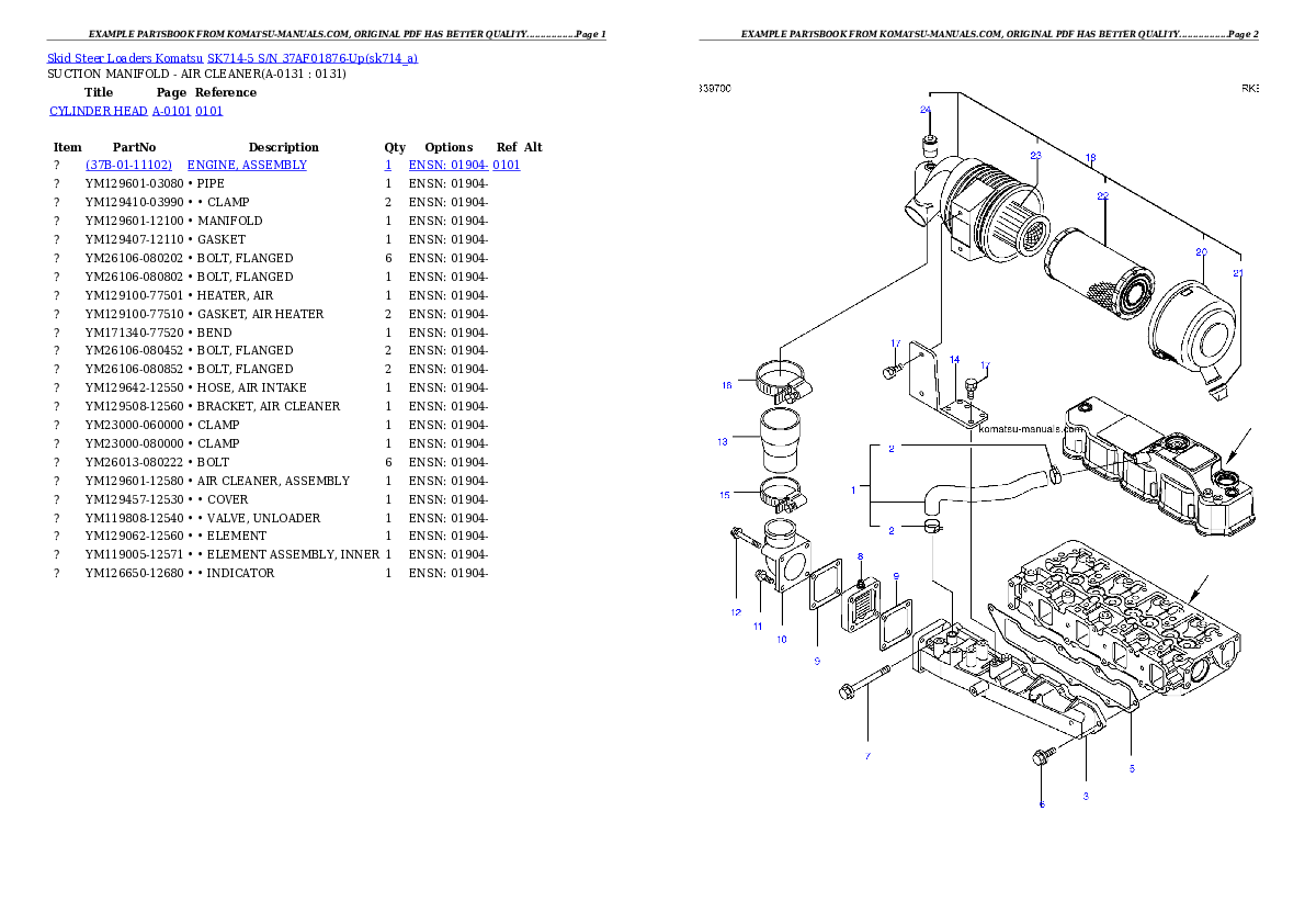 Komatsu sk714-5 parts books skid steer loaders download Komatsu sk714-5 parts books skid steer loaders download