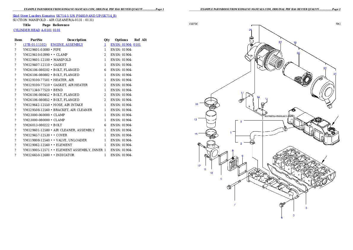 Komatsu sk714-5 parts books skid steer loaders download Komatsu sk714-5 parts books skid steer loaders download