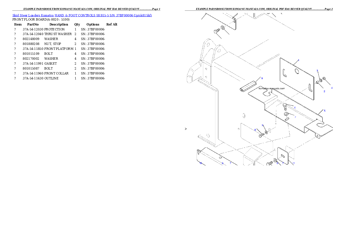 Komatsu hand & foot controls sk815-5 parts books skid steer loaders download Komatsu hand & foot controls sk815-5 parts books skid steer loaders download