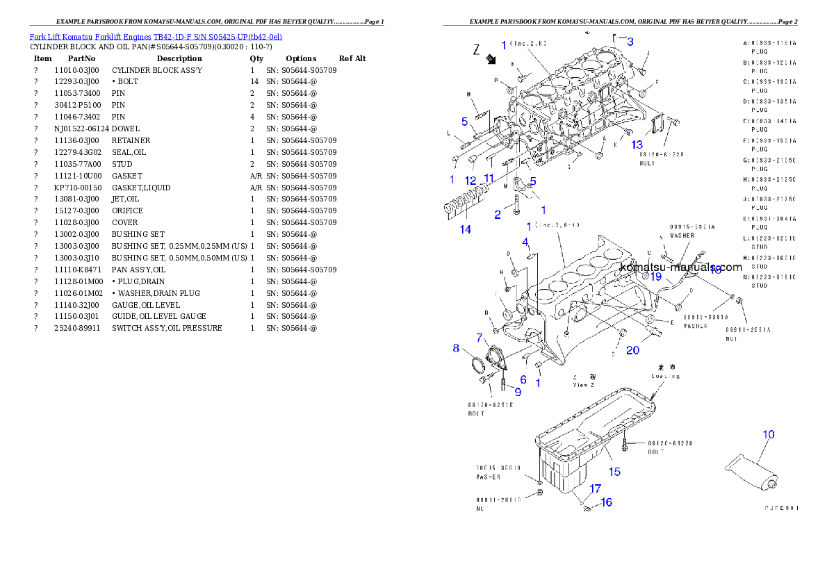 Komatsu tb42-1d-f parts books engines download Komatsu tb42-1d-f parts books engines download