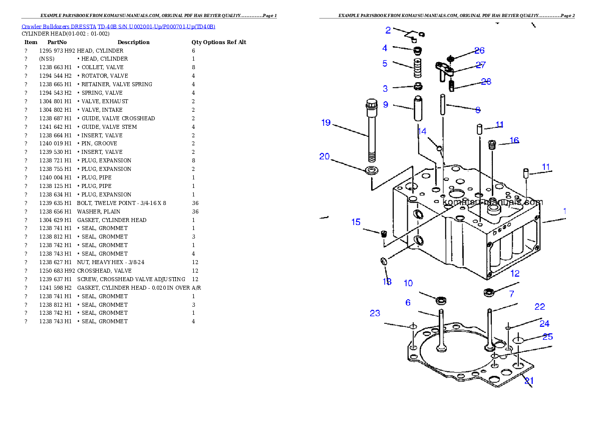 Komatsu td-40b parts books bulldozers download Komatsu td-40b parts books bulldozers download