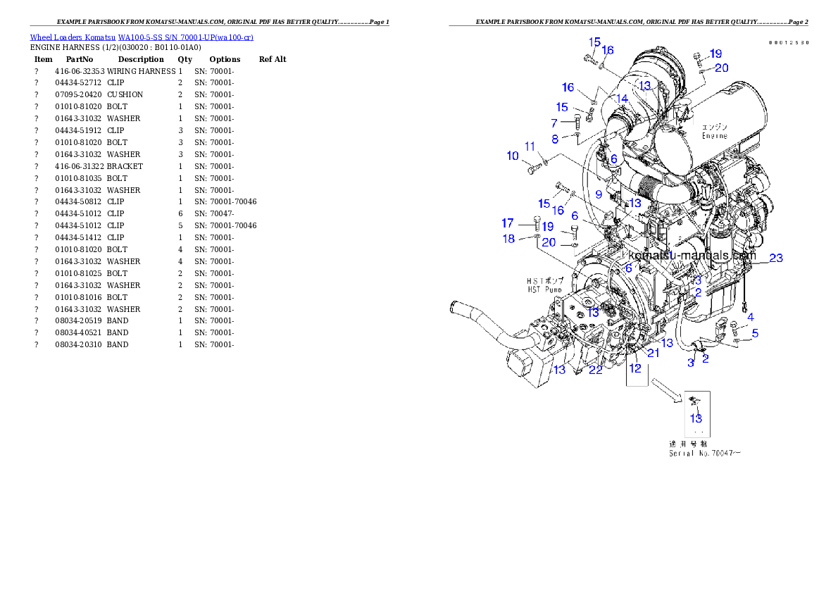 Komatsu wa100-5-ss parts books wheel loaders download Komatsu wa100-5-ss parts books wheel loaders download