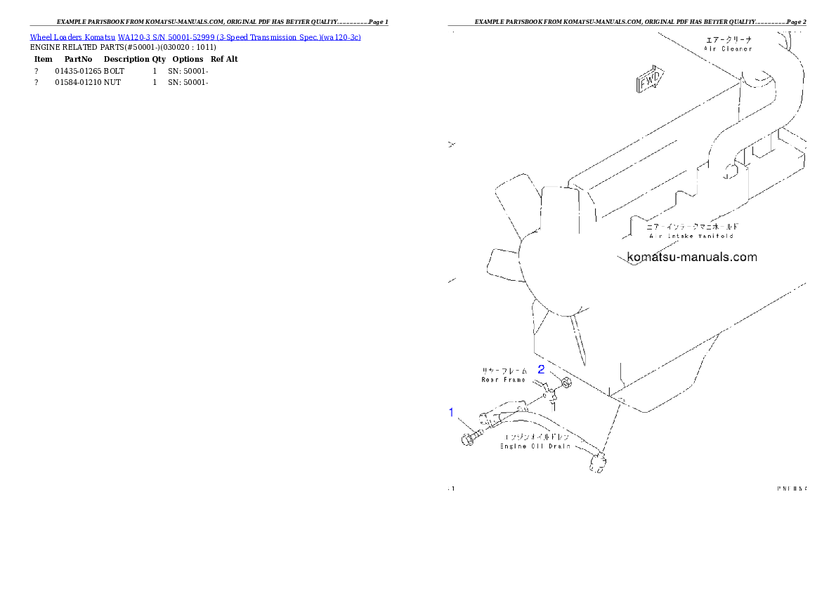 Komatsu wa120-3 parts books wheel loaders download Komatsu wa120-3 parts books wheel loaders download