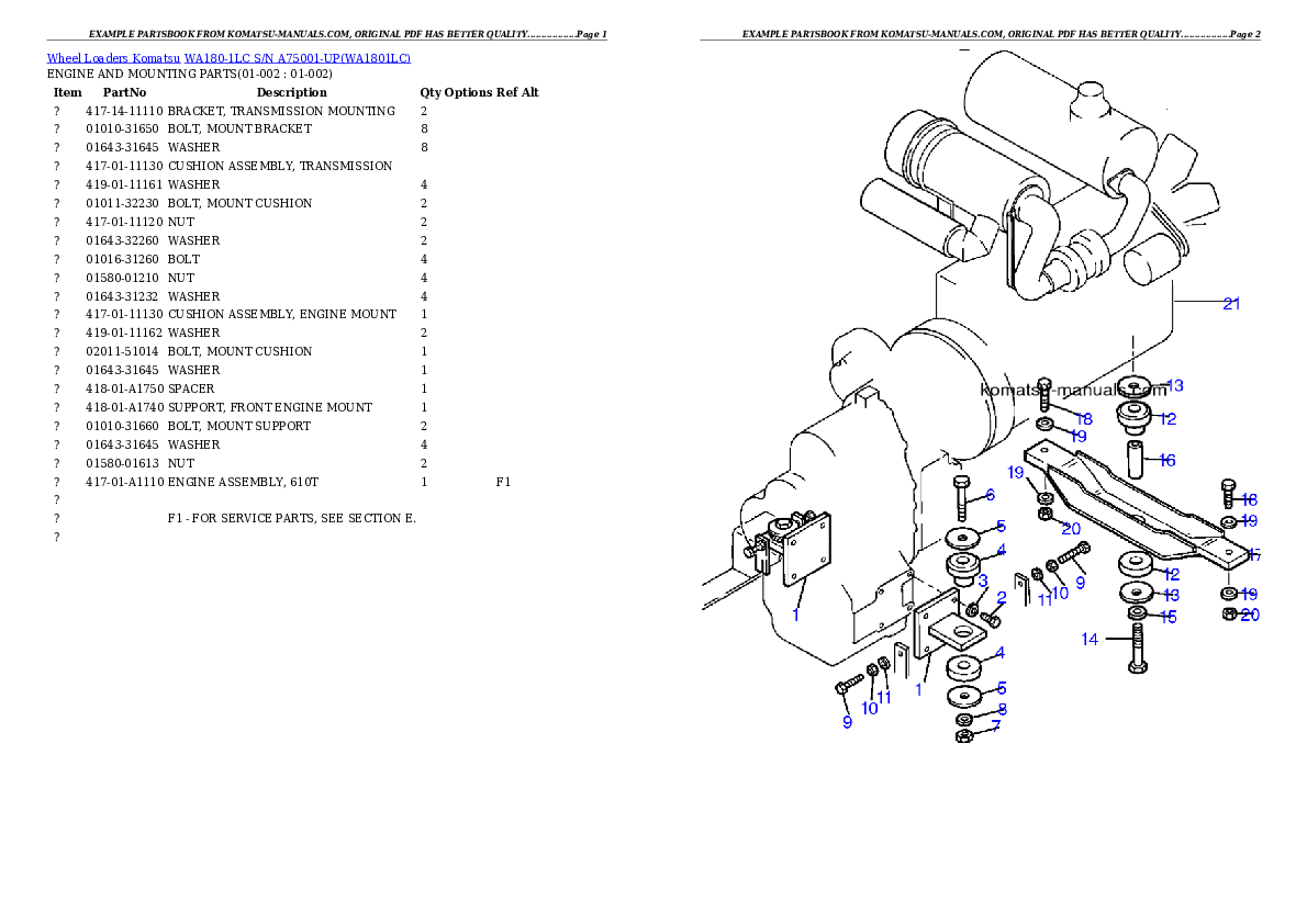 Komatsu wa180-1lc parts books wheel loaders download Komatsu wa180-1lc parts books wheel loaders download