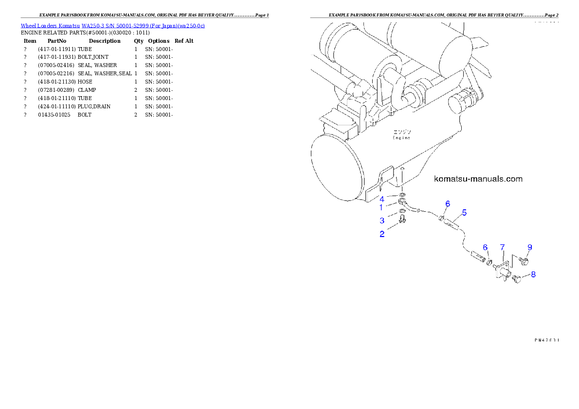 Komatsu wa250-3 parts books wheel loaders download Komatsu wa250-3 parts books wheel loaders download