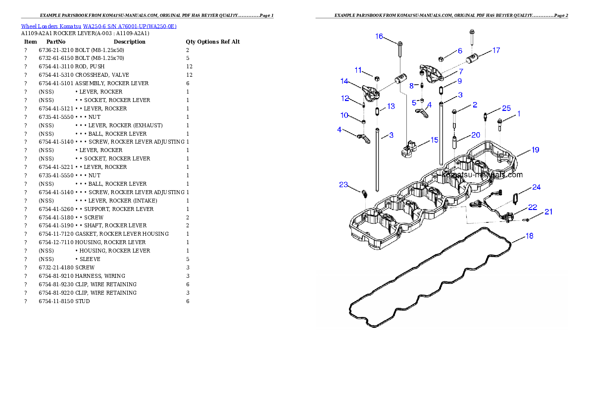 Komatsu wa250-6 parts books wheel loaders download Komatsu wa250-6 parts books wheel loaders download