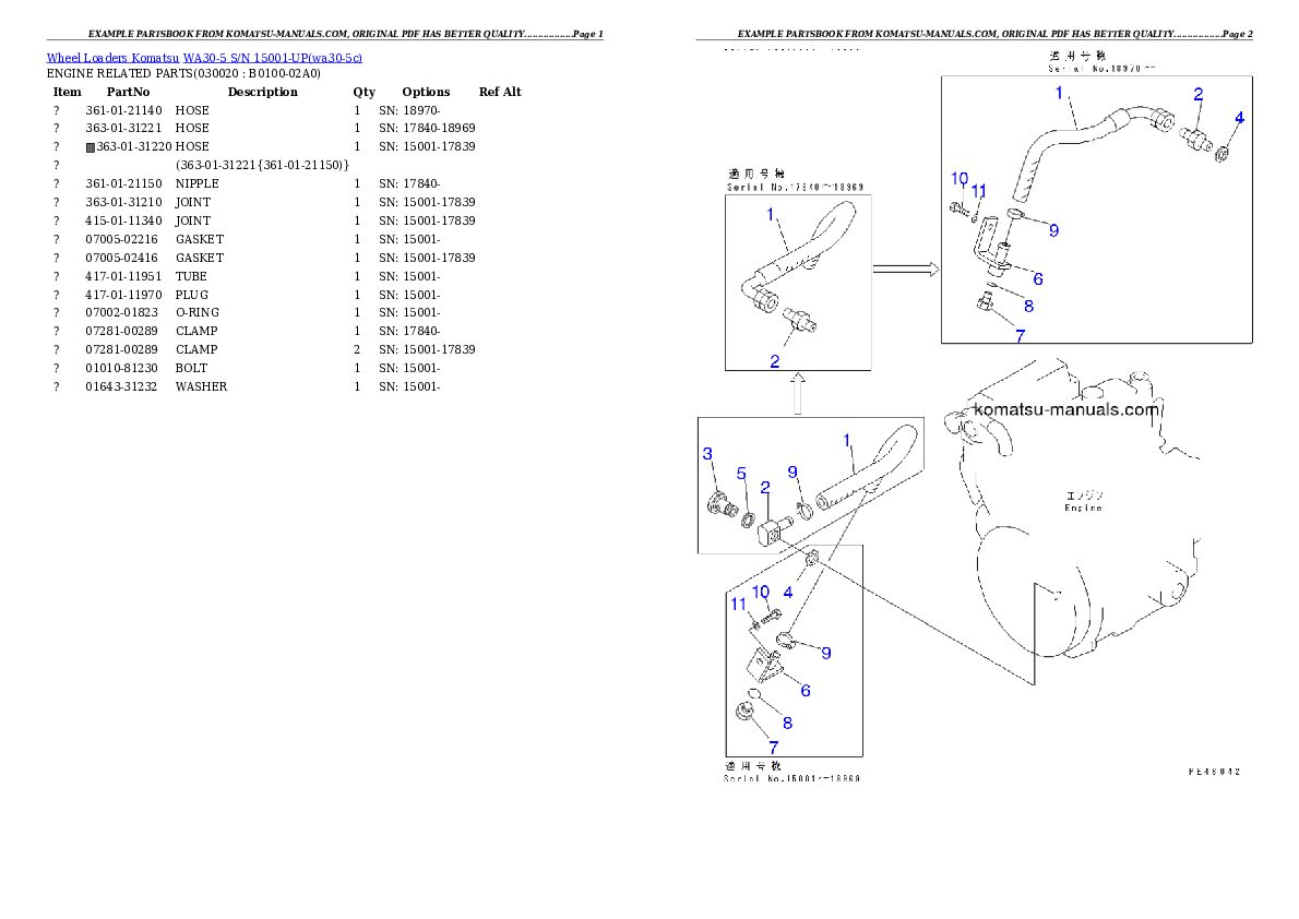 Komatsu wa30-5 parts books wheel loaders download Komatsu wa30-5 parts books wheel loaders download