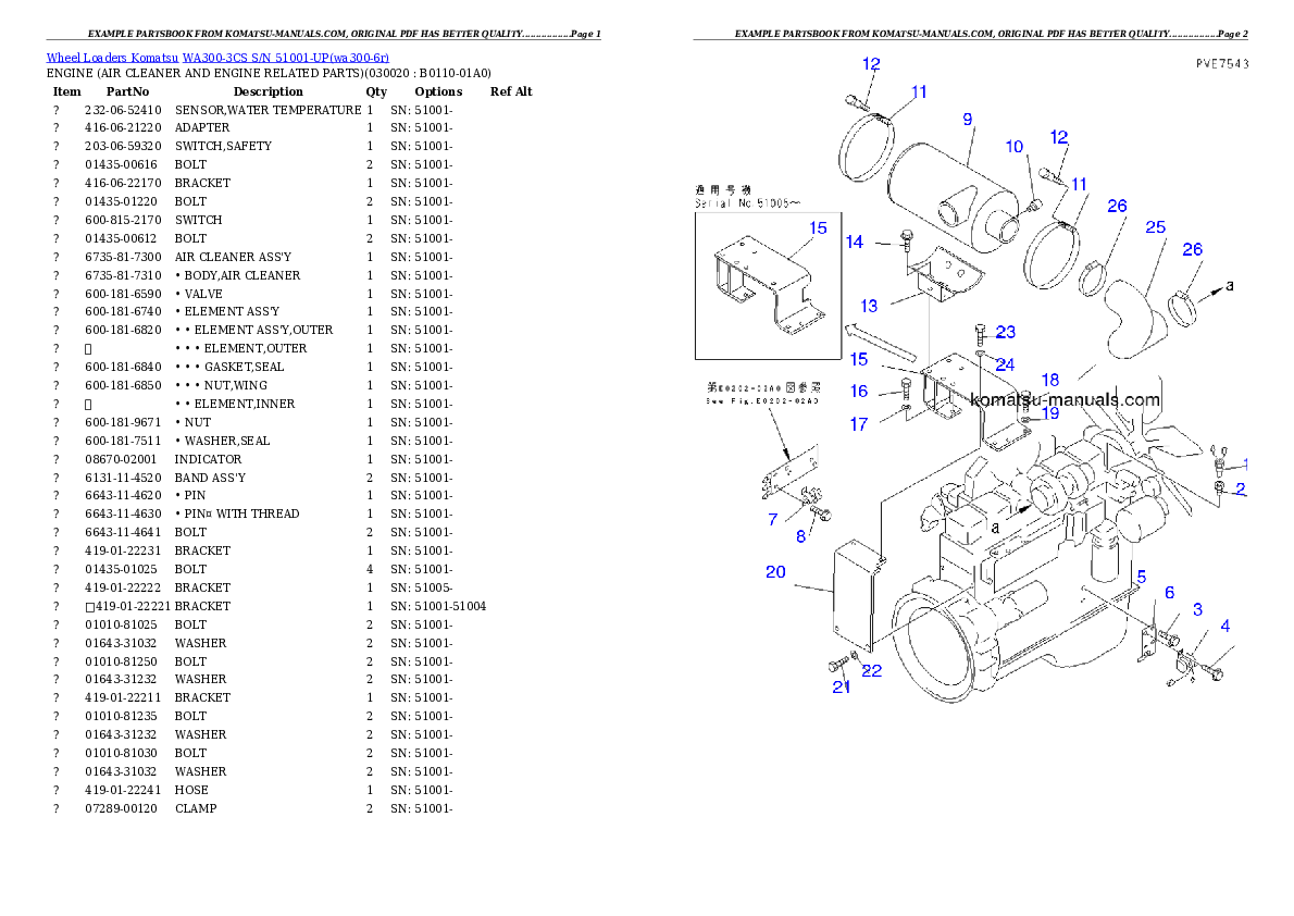 Komatsu wa300-3cs parts books wheel loaders download Komatsu wa300-3cs parts books wheel loaders download