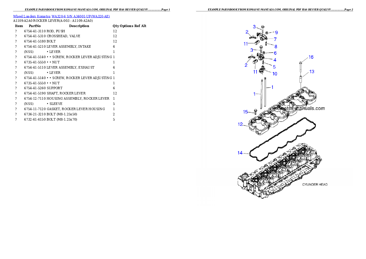 Komatsu wa320-6 parts books wheel loaders download Komatsu wa320-6 parts books wheel loaders download