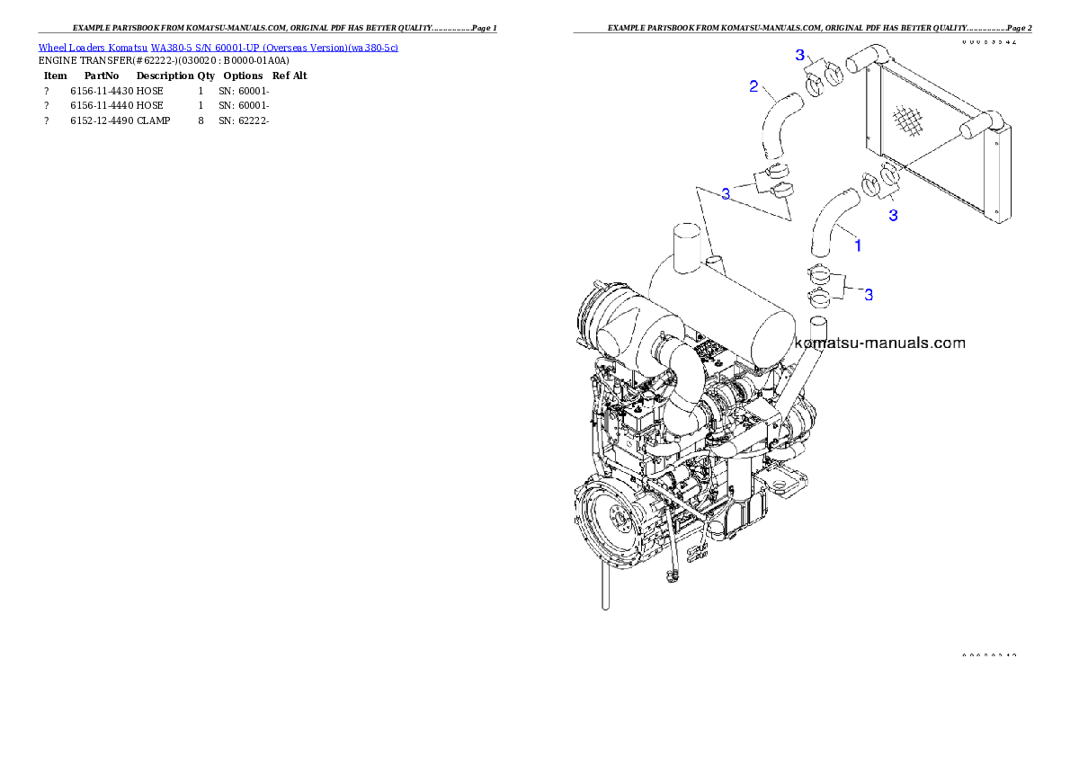 Komatsu wa380-5 parts books wheel loaders download Komatsu wa380-5 parts books wheel loaders download
