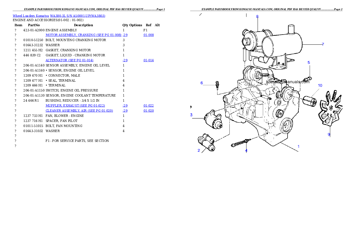 Komatsu wa380-3l parts books wheel loaders download Komatsu wa380-3l parts books wheel loaders download