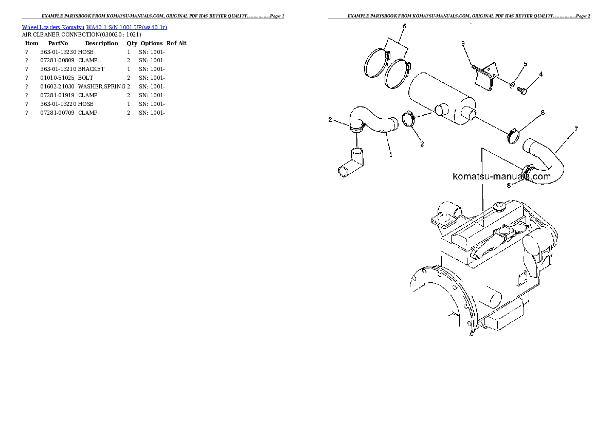 Komatsu wa40-1 parts books wheel loaders download Komatsu wa40-1 parts books wheel loaders download
