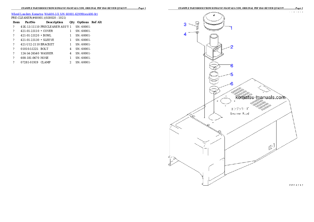 Komatsu wa400-3-x parts books wheel loaders download Komatsu wa400-3-x parts books wheel loaders download