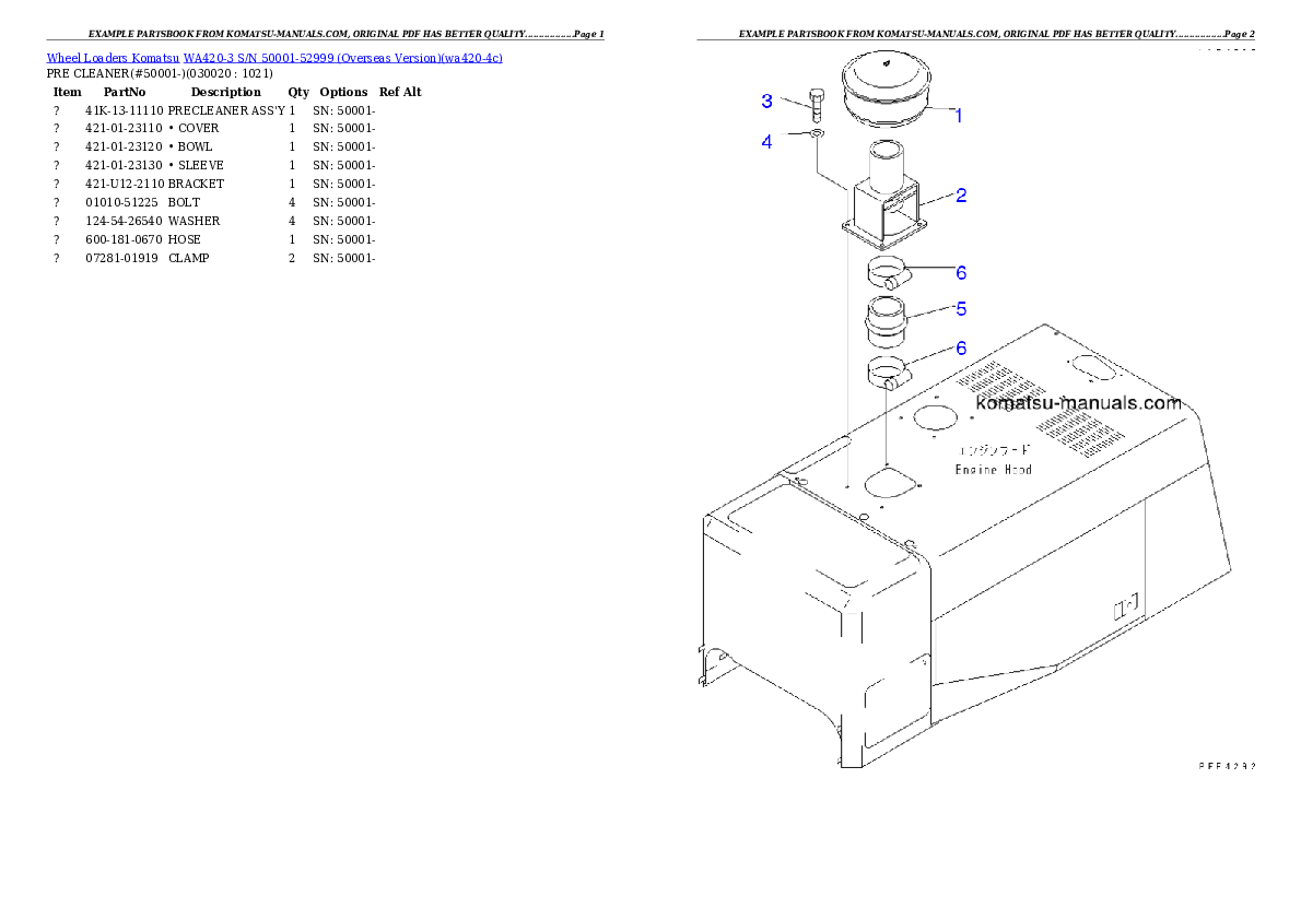 Komatsu wa420-3 parts books wheel loaders download Komatsu wa420-3 parts books wheel loaders download
