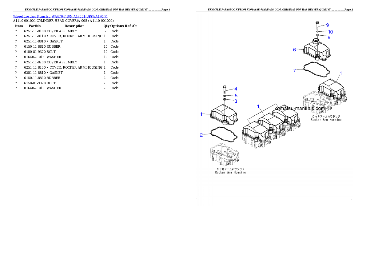 Komatsu wa470-7 parts books wheel loaders download Komatsu wa470-7 parts books wheel loaders download