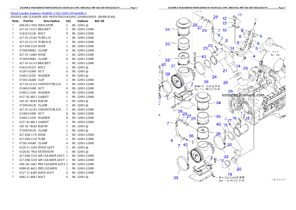Komatsu wa800l-3 parts books wheel loaders download Komatsu wa800l-3 parts books wheel loaders download