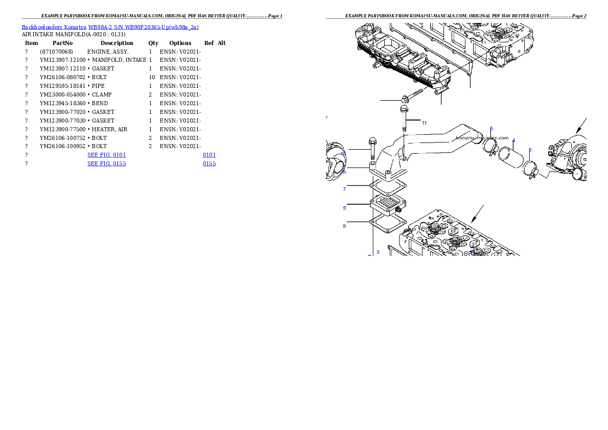 Komatsu wb98a-2 parts books backhoe loaders download Komatsu wb98a-2 parts books backhoe loaders download